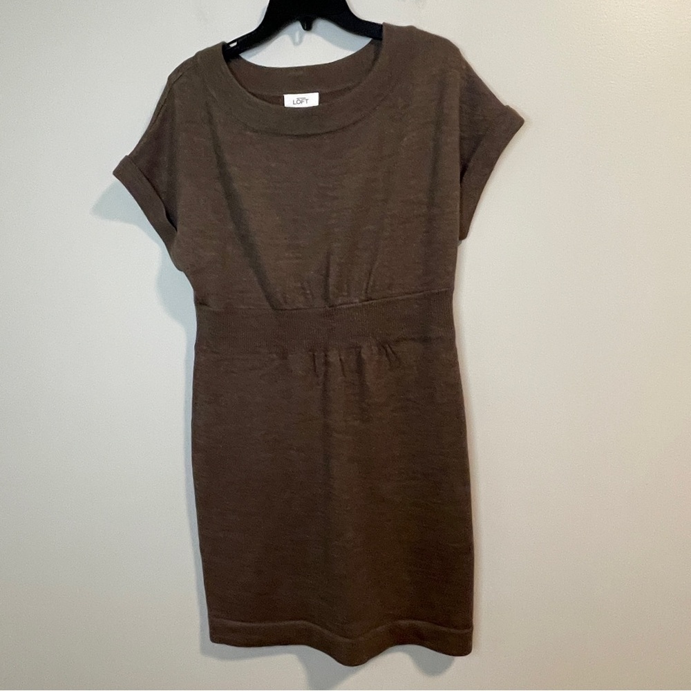 LOFT Brown Short Sleeve Wool Blend Dress